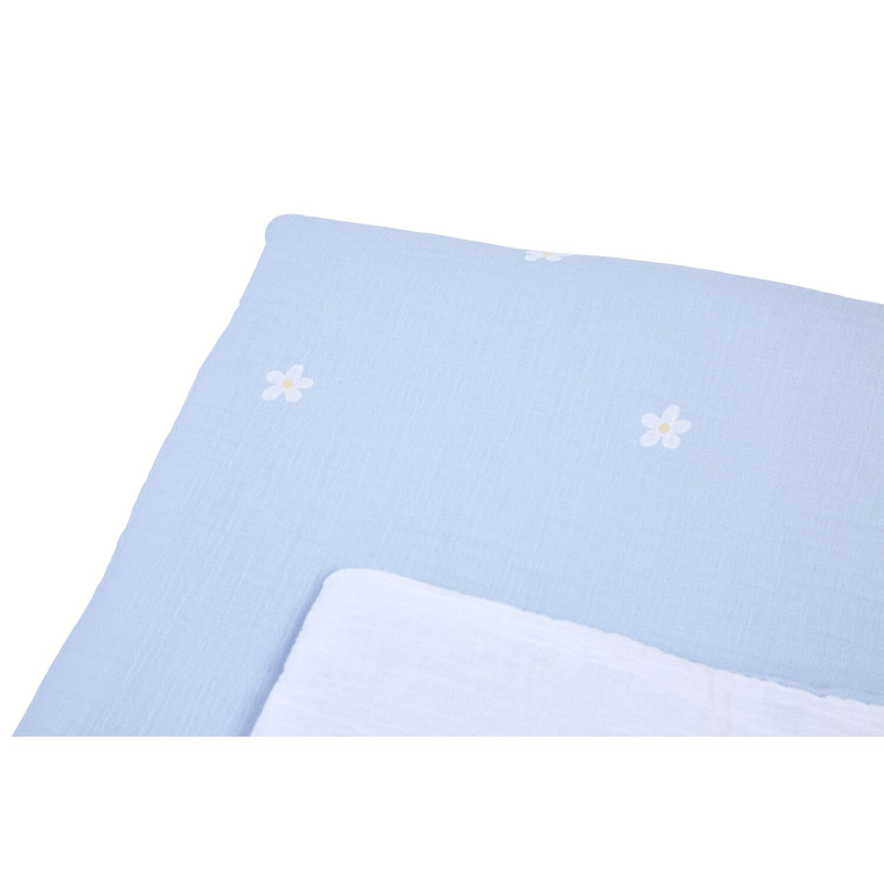 Babydecke - 80x100 cm - Musselin Blume - Blau