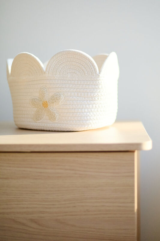 Basket 30x20x15cm Flower off white 