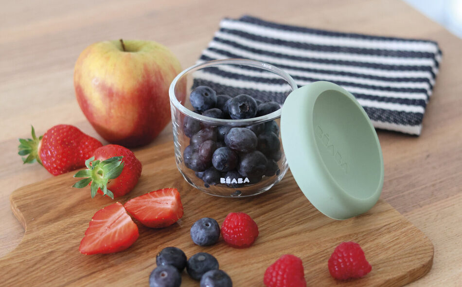 Glass Jar portion container with lid 150ml Sage Green