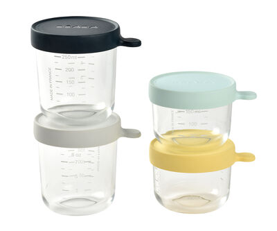 Glass Baby Food Storage Containers Set of 4 – Pastel