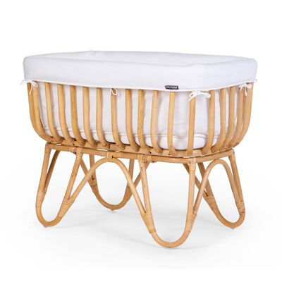 Culla in rattan rettangolare + coperchio bianco sporco