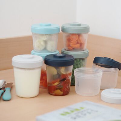  8er Set Portionsbeh&auml;lter, stapelbar, Alterstufe 2 &ndash; (4x150ml + 4x250ml)