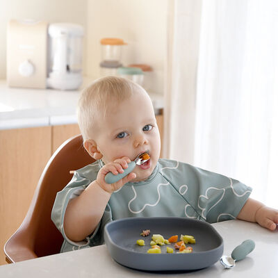 Lot 2 pr&eacute;-couverts d'apprentissage  Inox Vert sauge