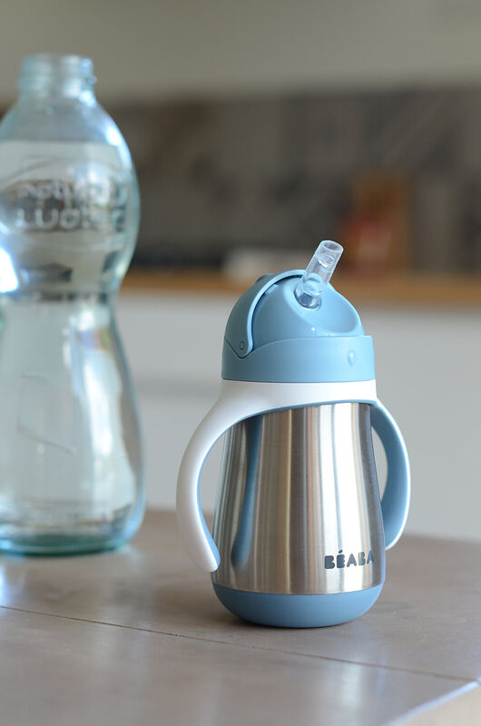 Tasse paille inox 250ml Bleu