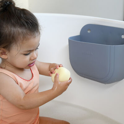 Coffret de bain avec panier et jouets de bain silicone