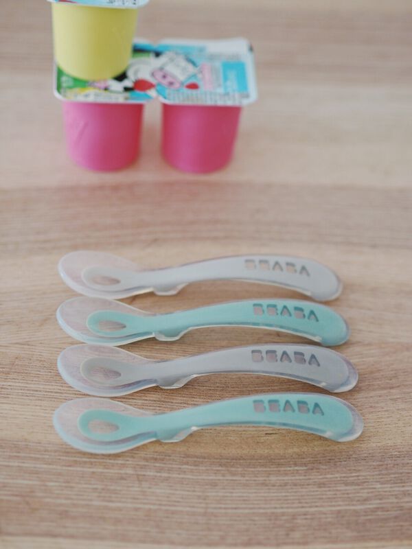 Set of 4 2nd age silicone spoon velvet grey / sage green