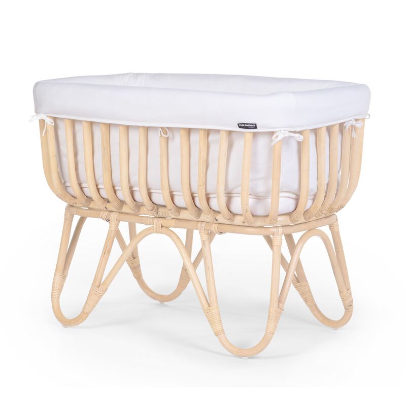 Rattanwiege rechteckiger Bezug Jersery off white