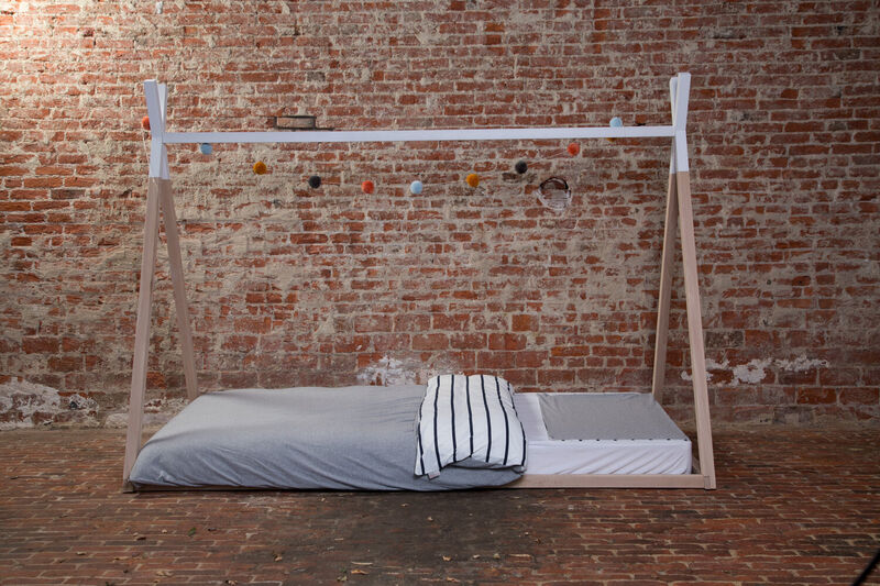 Lit Tipi Junior - 90x200 Cm - Bois - Naturel Blanc