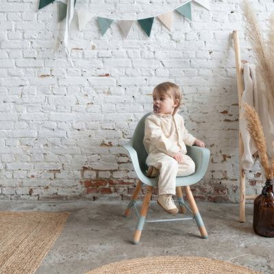 Evolu Chaise Haute - R&eacute;glable En Hauteur (50-75 Cm/*90 Cm) - Naturel Menthe
