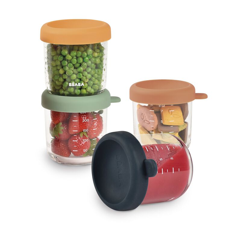 Set of 4 Glass Baby Food Jars 250ML