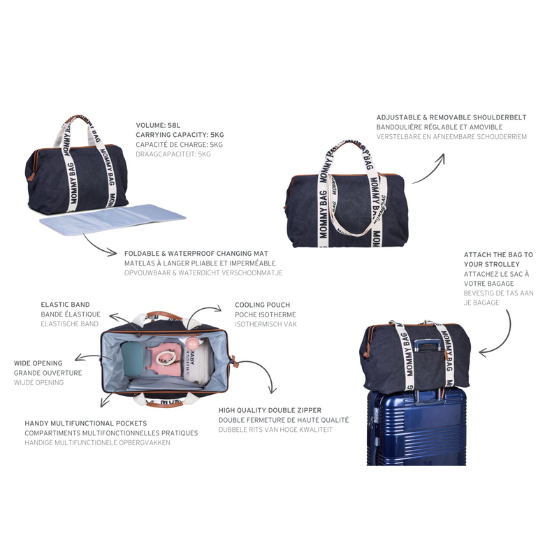 Mommy Bag ® Sac A Langer - Signature - Toile - Noir (Childhome) - Image 10