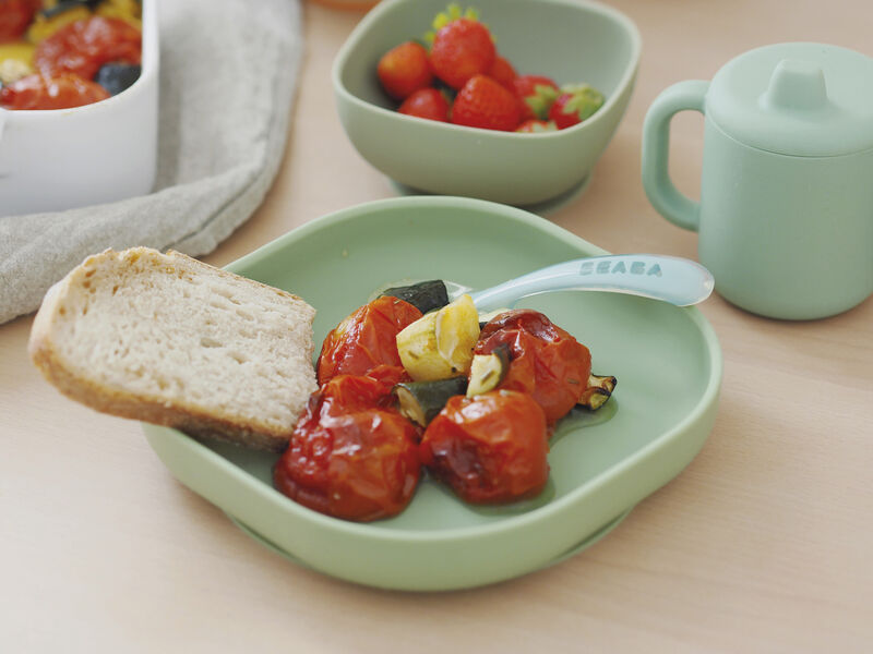 Assiette silicone ventouse Vert sauge