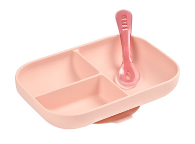 Silicone meal set with suction cup pink