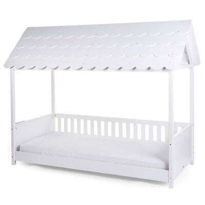 Rooftop Bed Frame House - 90x200 Cm - Wood - White