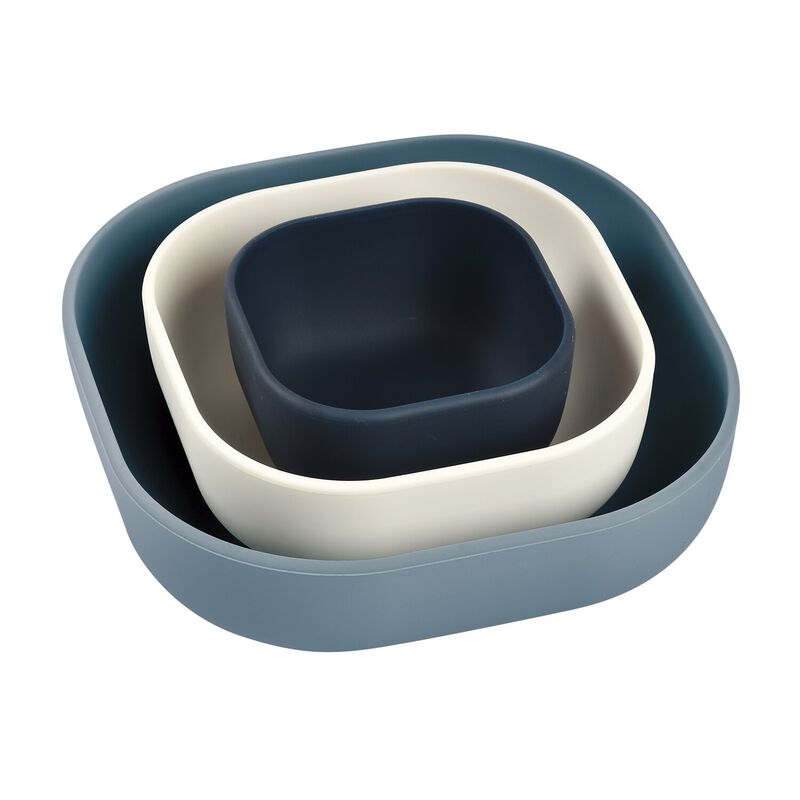 Silicone 3 piece nesting bowl set night blue