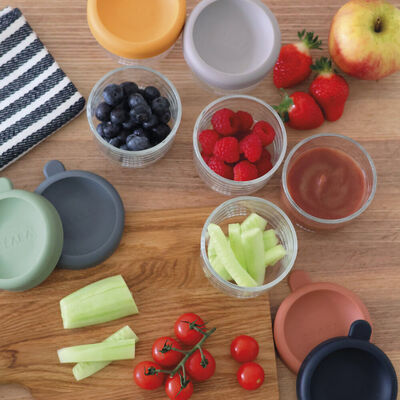 Set of 6 glass baby food jars 150 ml - Sunrise Color Mix