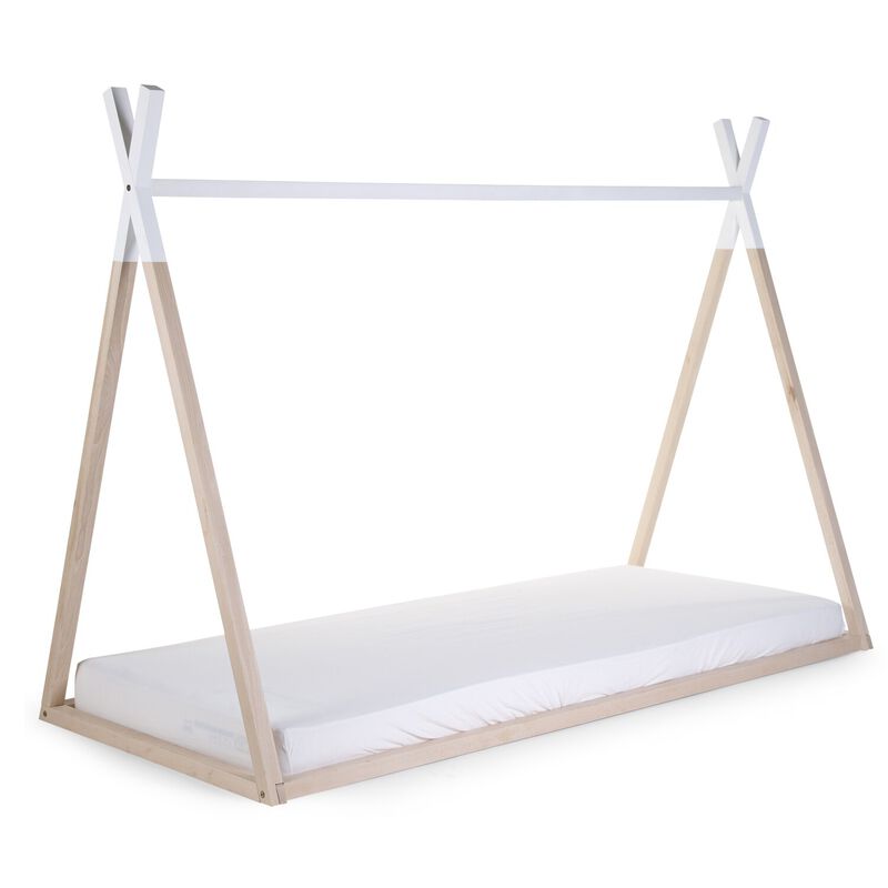 Lit Tipi Junior - 90x200 Cm - Bois - Naturel Blanc