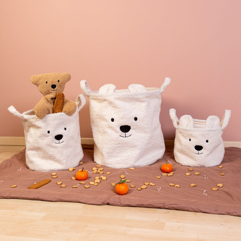 Opbergmand - 25x20x20 Cm - Teddy - Ecru