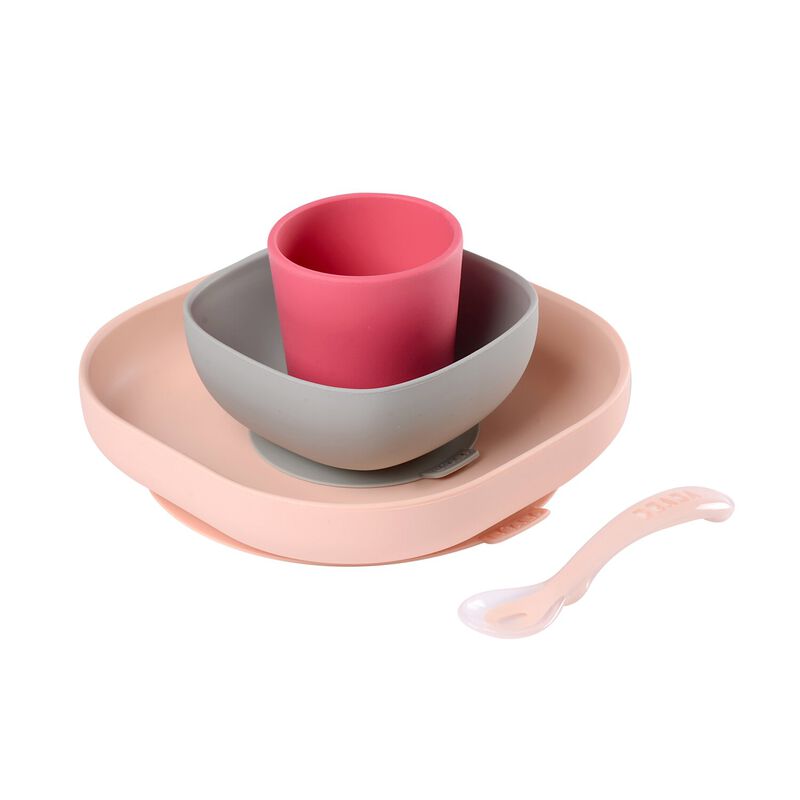 Geschirrset aus Silikon pink