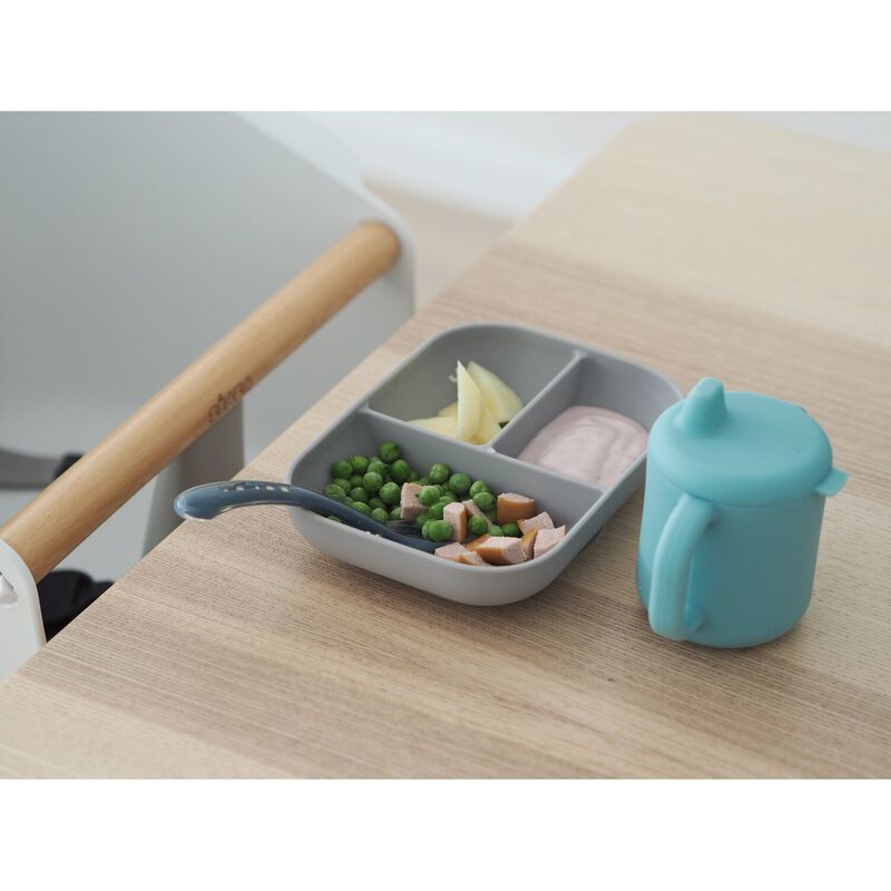 Lern-Set aus Silikon + Tasse blue