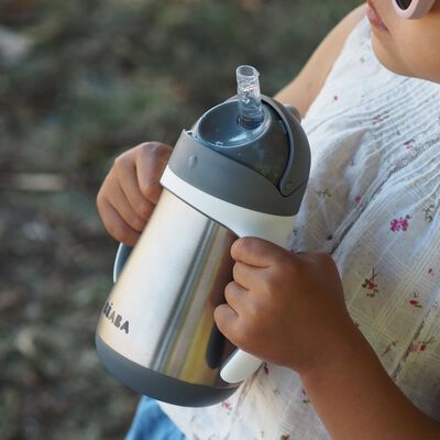 Stainless Steel Straw Cup 250ml - Mineral Grey