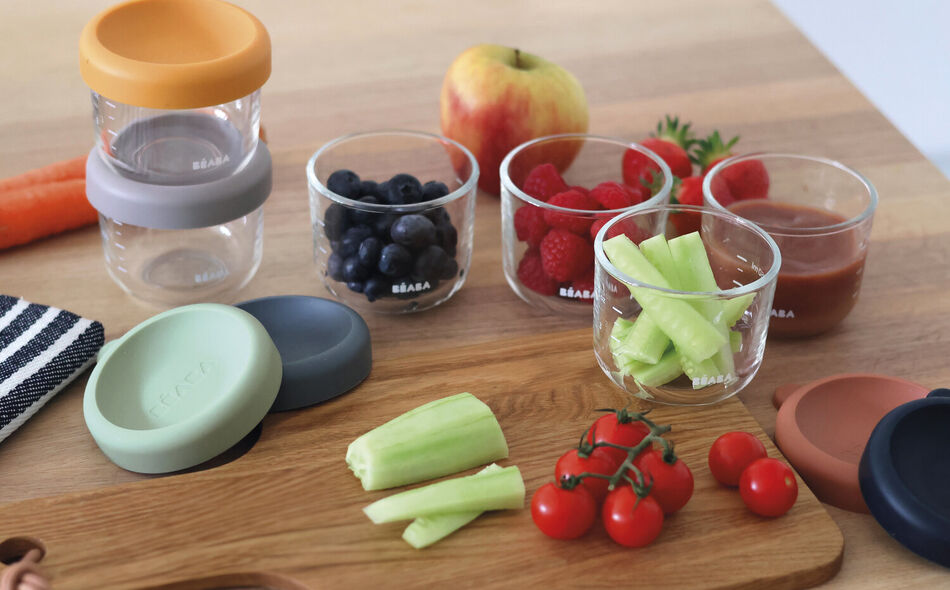 Set of 6 glass baby food jars 150 ml - Sunrise Color Mix