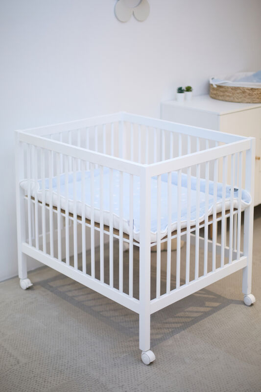 Lettino con ruote 95x75 legno bianco 
