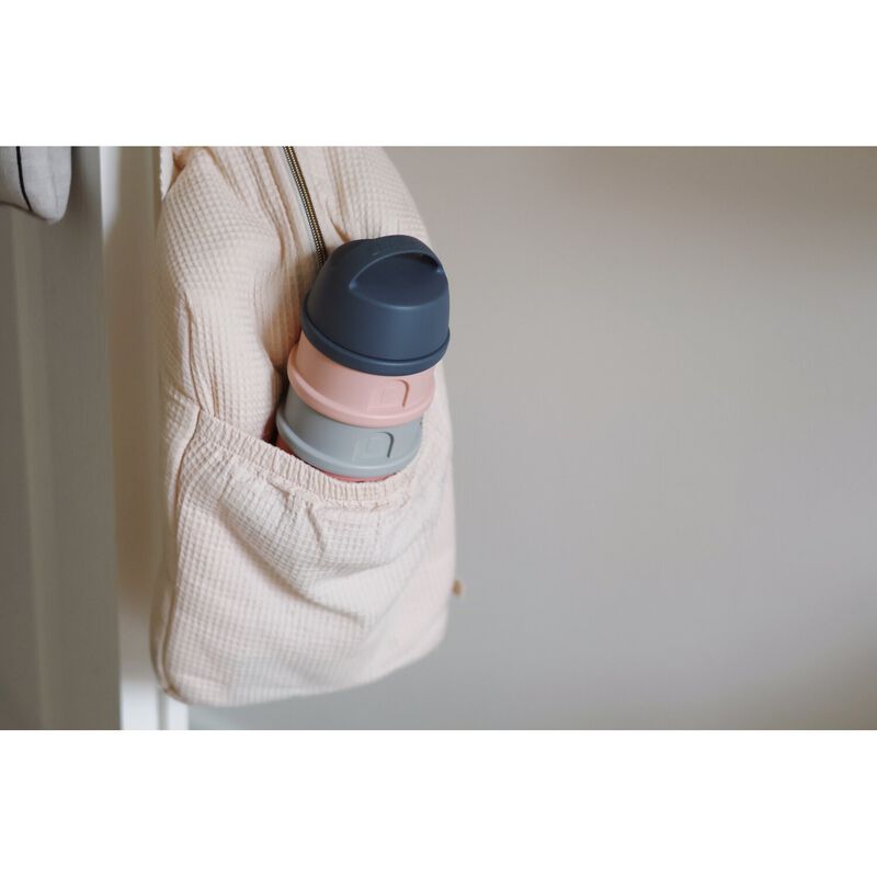 Formula milk container 4 compartments mineral grey /pink