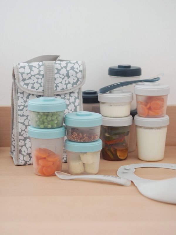 Pack premiers repas (12 portions + 2 cuill&egrave;res) Bleu/Gris