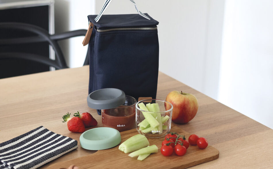 Set of 2 glass Jar portion container with lid 150ml (Mineral / Sage Green)