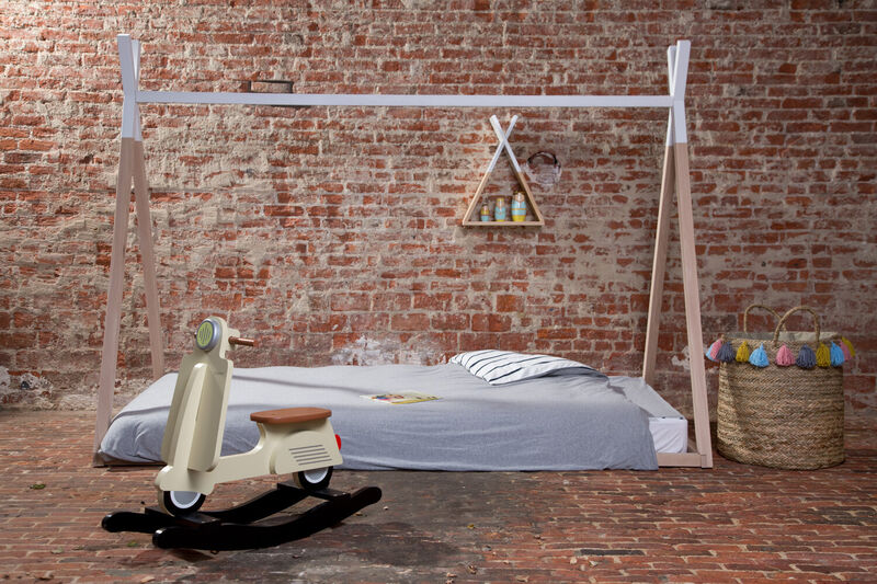 Lit Tipi Junior - 90x200 Cm - Bois - Naturel Blanc