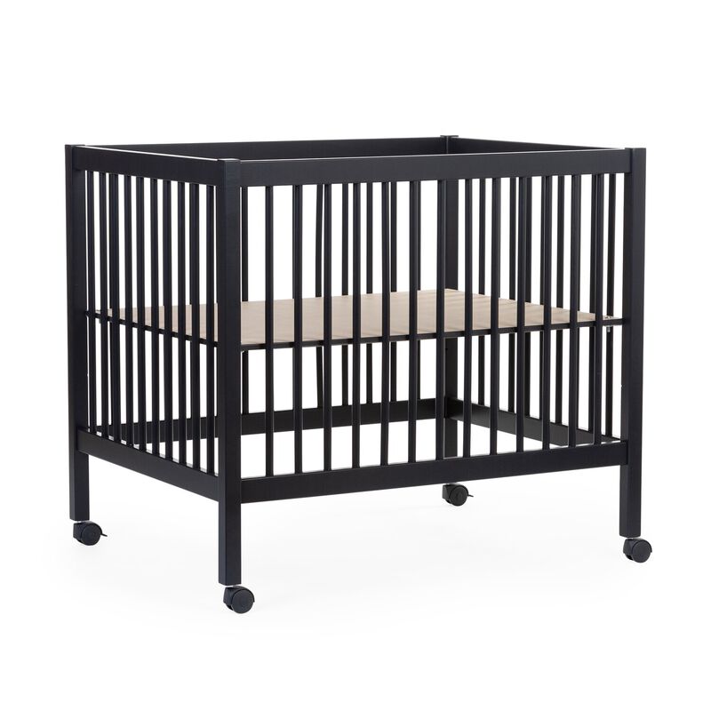 Lettino con ruote 95x75 legno nero