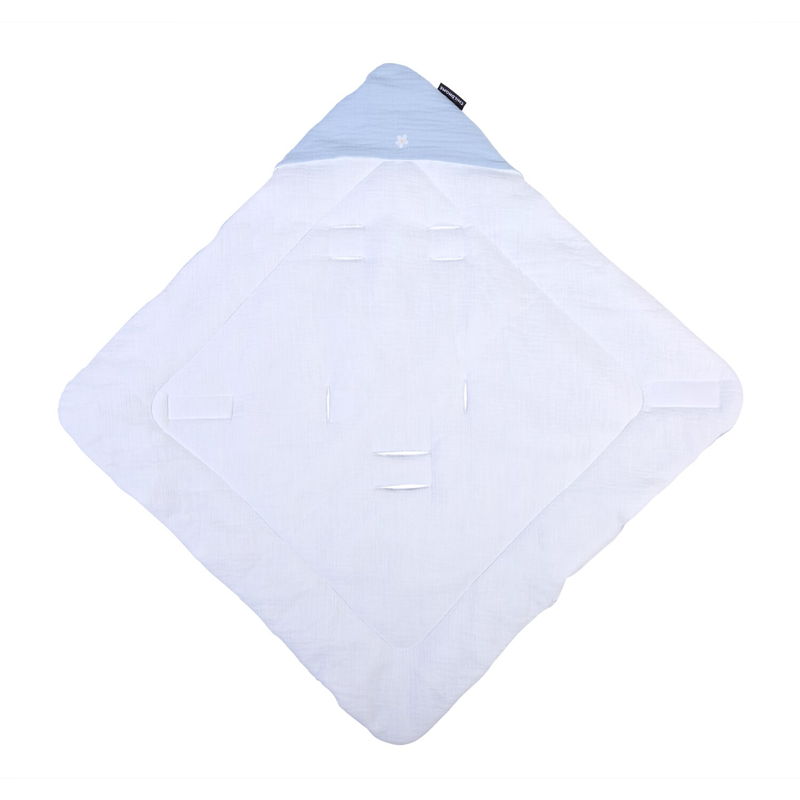 Wickeldecke Universal - 75x75 Cm -  Musselin Blume - Blau