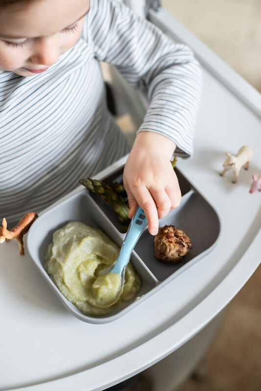  Silicone Suction Plate and Spoon Set grey