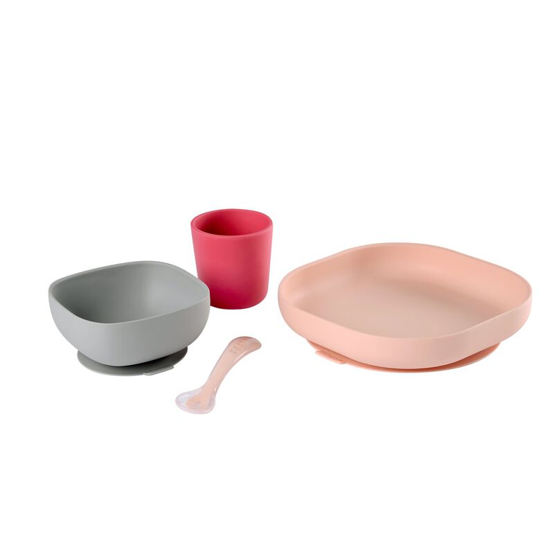 Geschirrset aus Silikon pink