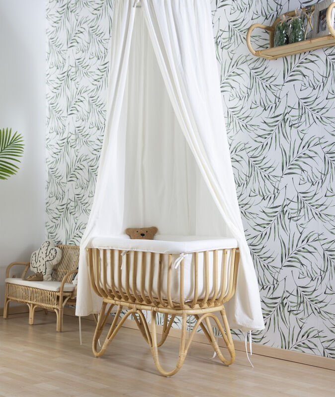 Rattanwiege rechteckig + Abdeckung offwhite