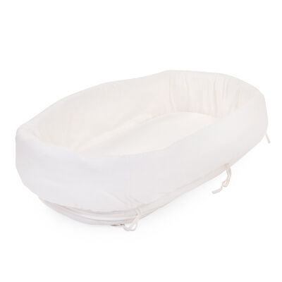 Rattanwiege rechteckiger Bezug Jersery off white