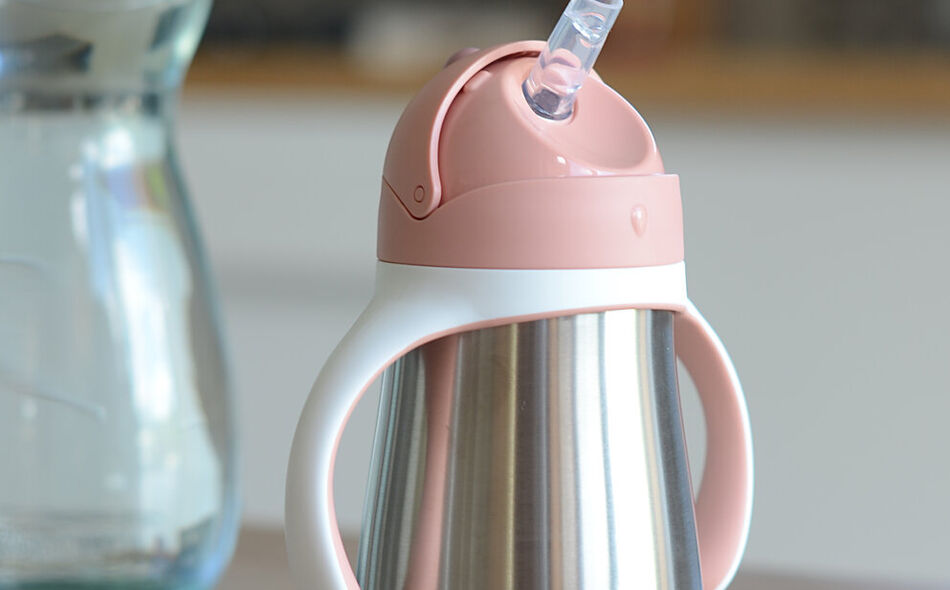 Tasse paille inox 250ml Vieux rose