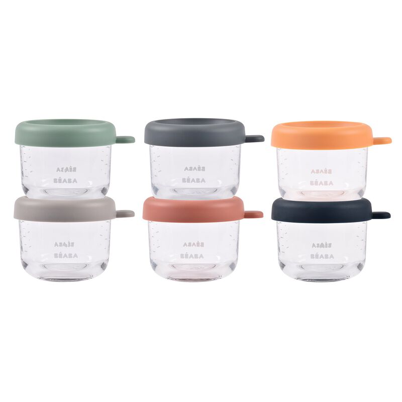 Set of 6 glass baby food jars 150 ml - Sunrise Color Mix
