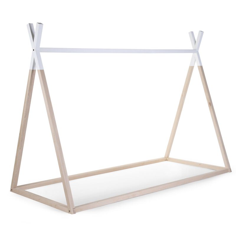Lit Tipi Junior - 90x200 Cm - Bois - Naturel Blanc