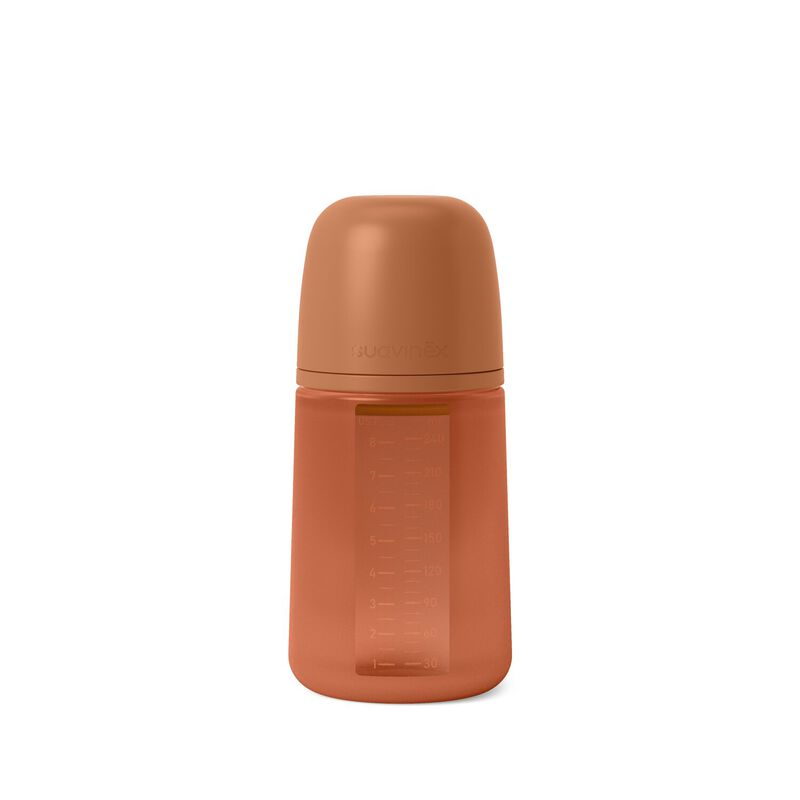 Biberon en silicone avec t&eacute;tine SX Pro 240 ml d&eacute;bit M Colour Essence Orange