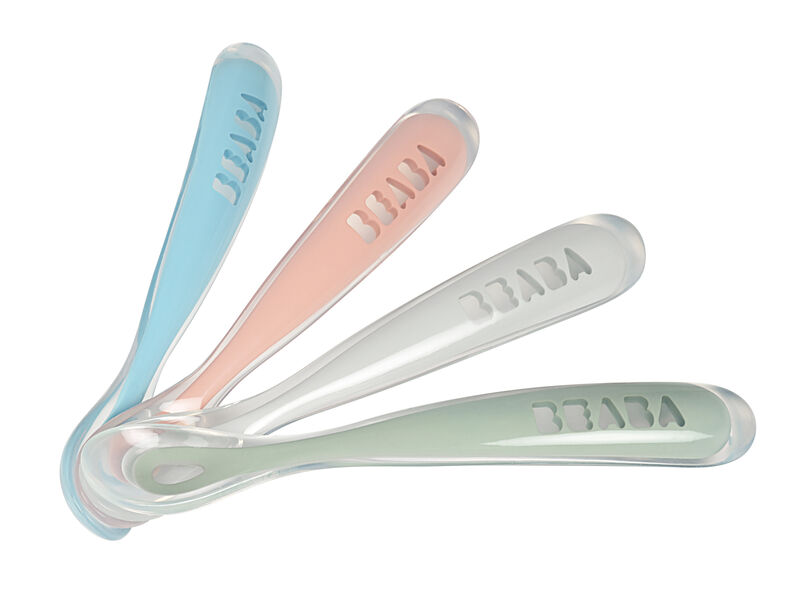 Set of 4 Easy-Grip 1st Stage Silicone Spoons eucaplyptus 1