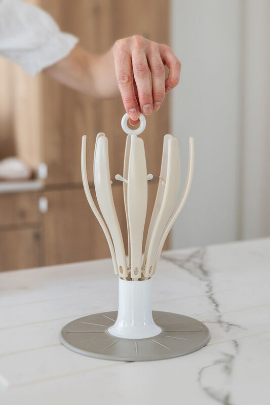 Abtropfst&auml;nder Flower, faltbar - Lehmfarbe 