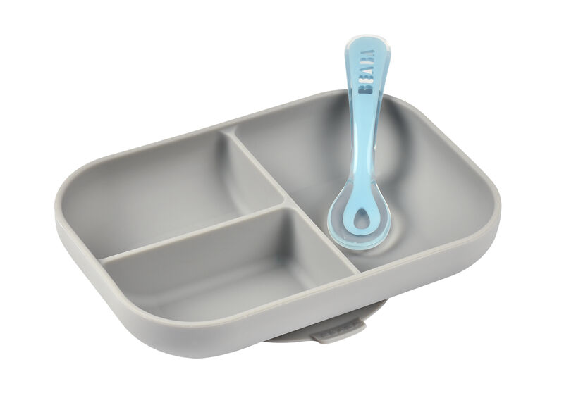  Silicone Suction Plate and Spoon Set grey 1.0