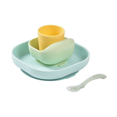 Silikon-Geschirrset 4-teilig - Gelb/Gr&uuml;n