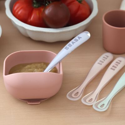 Lot de 4 cuill&egrave;res 1er &acirc;ge silicone 