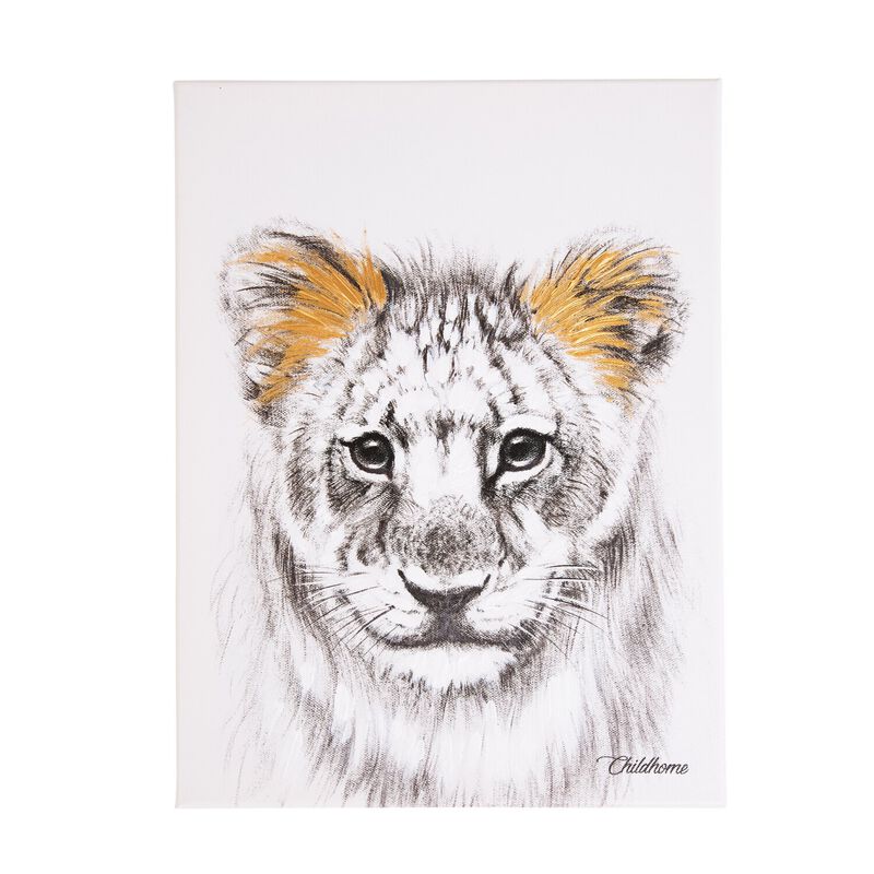 &Ouml;lgem&auml;lde - L&ouml;we + Gold - 30x40 Cm