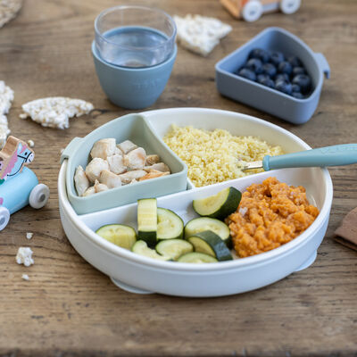 Assiette compartiment&eacute;e porcelaine Mix & Match - Galet 