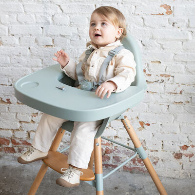 Evolu Chaise Haute - R&eacute;glable En Hauteur (50-75 Cm/*90 Cm) - Naturel Menthe