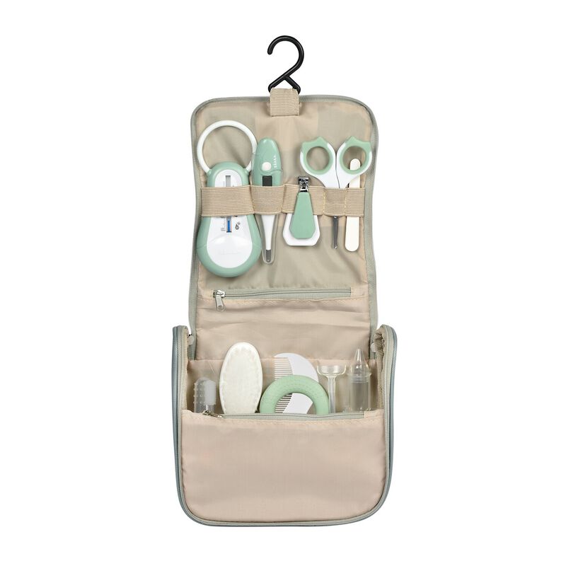 Kulturtasche mit 10 Accessoires - Salbeigr&uuml;n